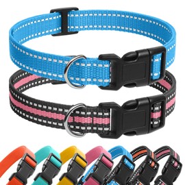 Replacement Nylon Dog Collar Strap – Quick Release, Adjustable E Collars for Small Medium Large Dogs, Compatible with Most Shock Collars,Training Collars & Receivers（2 Pack Blue+Pink