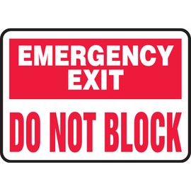 AccuformNMC "Emergency Exit - Do Not Block" Safety Sign, Plastic, 10 x 14 Inches, MEXT900VP, for Indoor or Outdoor Use, American Made Safety Tags, Signs, and Labels