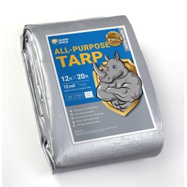 GUARD SHIELD Heavy Duty Tarp Waterproof 12x20 Feet Silver/Black Large Outdoor Tarps Cover 12mil