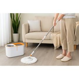 Grazie Spin Mop and Bucket with Wringer – 360° Self-Wringing Floor Cleaning System for Hardwood, Tile & Laminate – Stainless Steel Handle + Mop Refills – Easy Home Mop Set