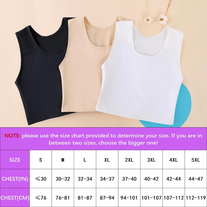 XUJI Binder Transgeder FTM Breathable Compression Half Chest Binder, nude