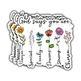 (3pcs) God Says You are Unique Lovely Special Precious Strong Chosen Bible Verse Stickers for Water Bottles Laptops Phones Kindle Car Hard Hat Jesus Christian Inspirational Quote Decals -3x3