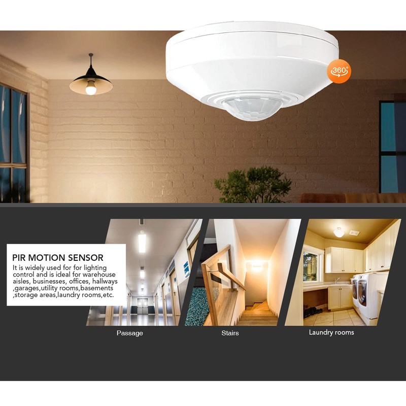 RAYZEEK Ceiling Mount 360 degree PIR Occupancy Motion Sensor,2200W,110-265V,8-12M High