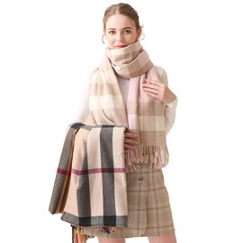 LumiSyne Winter Premium Plaid Cashmere Scarf With Tassel For Women Men Oversized Tartan Shawl Wrap Classic Checked Pattern Soft And Thickened Pashmina Blanket