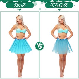 Handepo 16 Packs Adult Tutu Tulle Skirts for Women Classic Elastic 3 Layered Short Ballet Tutu Skirt 80's Cosplay Party Dance Costume Dress Multicolor