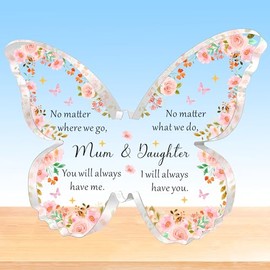 HULALA Mum And Daughter Gifts,Mothers Day Gifts From Daughter, Mum And Daughter Acrylic Butterfly Plaque, Gifts For Mum Daughter Birthday Christmas Presents