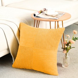 Fancy Homi 2 Packs Sunflower Yellow Spring Decorative Throw Pillow Covers 20x20 Inch for Living Room Couch Bed Sofa, Gold Yellow Home Decor, Soft Corss Corduroy Patchwork Textured Cushion Case 50x50cm