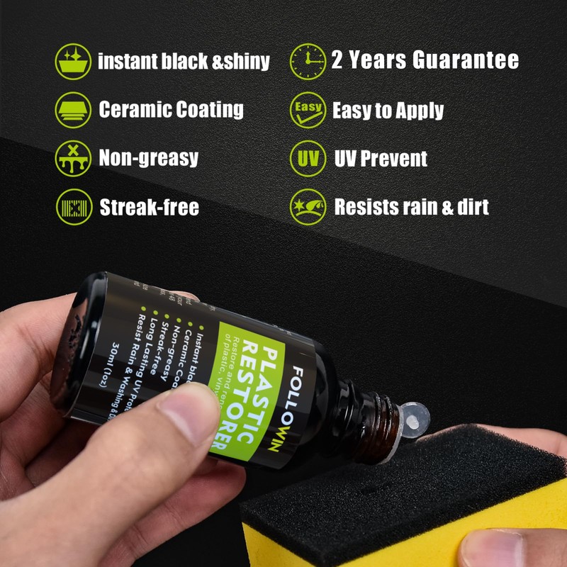 FOLLOWIN Ceramic Trim Coat Kit Quick Plastic Trim Restorer Restorer