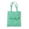 Lucky clover right style cotton tote shopping bag - Mint
