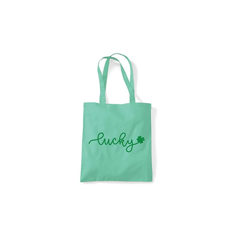 Lucky clover right style cotton tote shopping bag - Mint