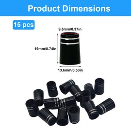 TUKEVA Pack of 15 Golf Iron Ferrules Golf Replacement Sleeve Adapter Ferrule Caps Iron Golf Club Shaft Ferrules for 0.370 Iron Shaft for Golf Club Sleeves Parts Club Accessories (Black)