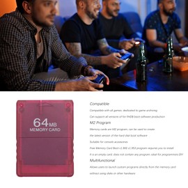 Large Storage Space,Easy to Use,Compatible Memory Card,Memory Card M2 Program, for Game Console (Transparent Red)
