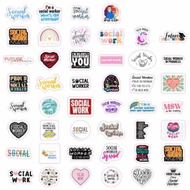 BulbaCraft Funny Social Worker Stickers for Water Bottles - Waterproof Vinyl Social Work Decals, Gifts for Women & Men