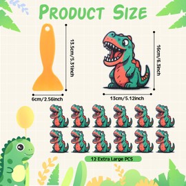 Duraaamo 12 Pcs Non Slip Bathtub Stickers Dinosaur Large Size 6.3" x 5.12" Anti Slip Decal Shower Stickers with Scraper for Bathtub Pools, Boats, Stairs(Tyrannosaurus,Grass Green)