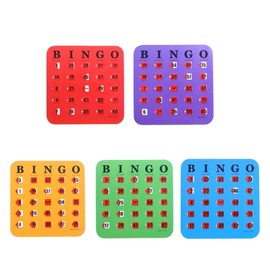 Fenteer 5 Pieces Large Print Bingo Cardboard, Shutter Slide Bingo Cards, Sturdy Fun Party Games for Large Group, Adults