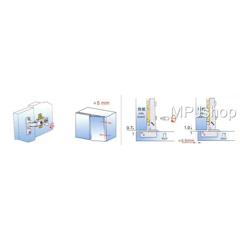 MPJ Soft Close Hydraulic Cabinet Hinges Full Half Inset Overlay