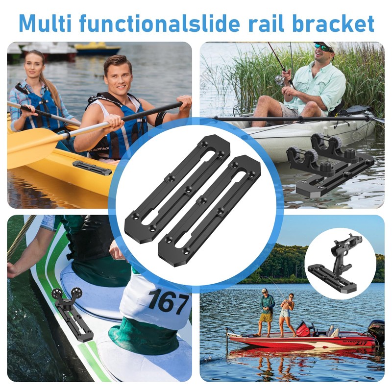 2Pcs Kayak Track Mount，Aluminum Kayak Gear Track Mount Accessories (6