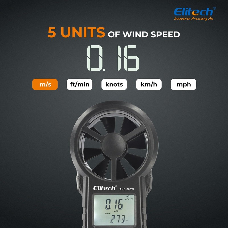 Elitech ANE-200W Bluetooth Anemometer, Digital Wind Speed Meter with Temperature