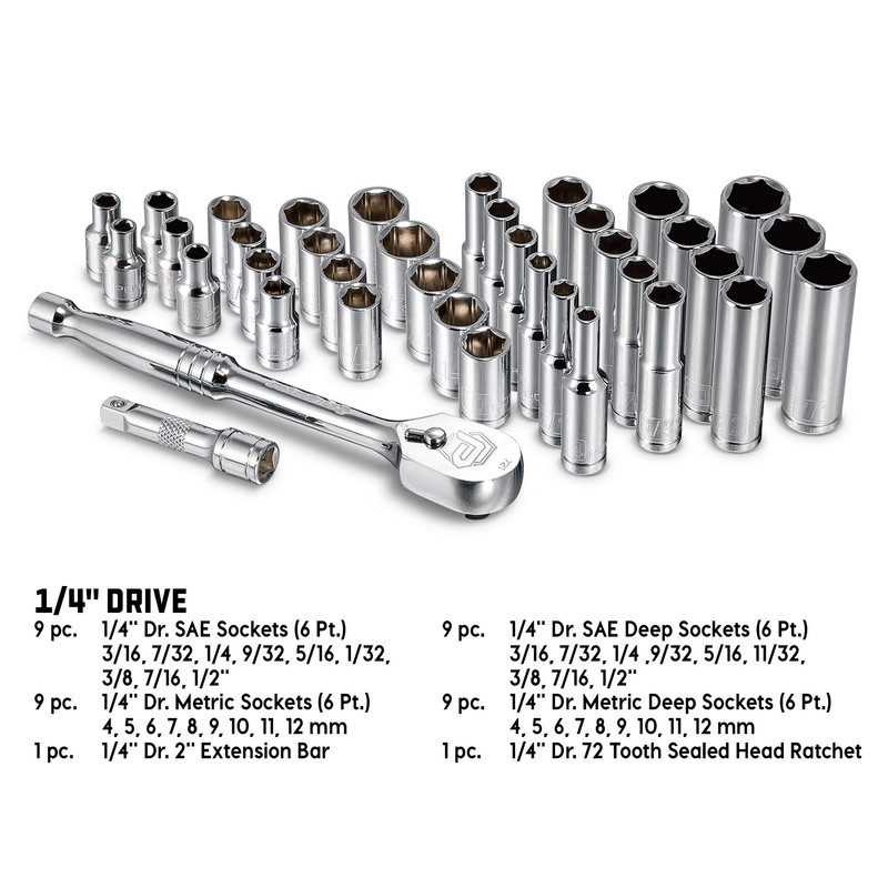Powerbuilt 642450 38 Piece 1/4-inch Drive Mechanics Tool Set -