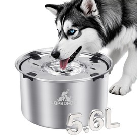 LQPBDFDC Dog Water Bowl No Spill, 5.6L/1.5 Gallon No Drip Slow Drinking Dog Water Bowl Dispenser Spill Proof, Large Stainless Steel Slobber Stopper for Messy Drinkers, Small Medium & Large Dogs