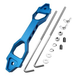 ARONOVA Heavy Duty Battery Hold Down Sets,With Billet Aluminum Battery Tie Down Bracket And 18-8(304) Stainless Steel J bolts (blue, 10 inch bolts)