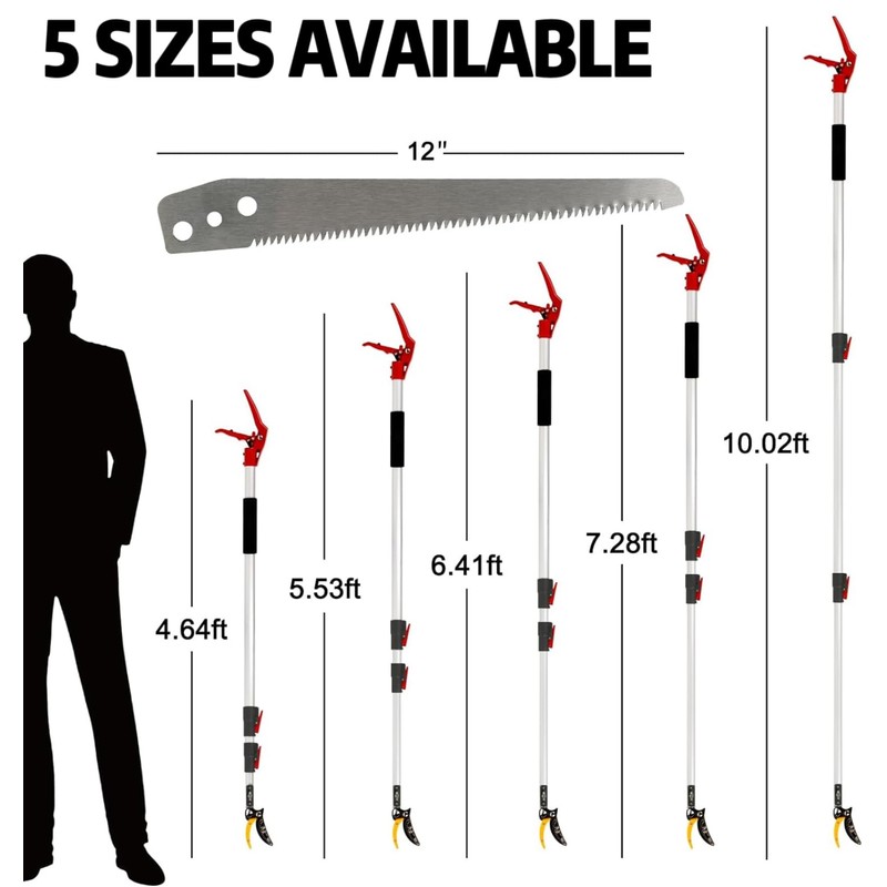 Heancare 4.6-10 Ft Tree Trimmers Long Handle Pruner with Long
