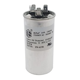 METER STAR 45+5 MFD 45/5 uf 370V/440V AC Condensador redondo de doble funcionamiento, CBB65B para condensador recto frío o acondicionador de aire condensador o motor de CA o arranque de ventilador o condensador recto