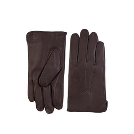 Hickey Freeman Men’s Leather & Cashmere Touch Screen Compatible Gloves, Brown