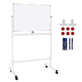 Mobile Whiteboard - 36x24 Double Sided Magnetic Dry Erase Board, Large White Board on Wheels with Stand, Office Classroom Rolling Whiteboard with 360° Rotate for Meeting, Training by CALENBO