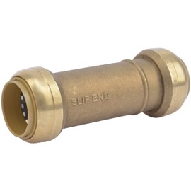 SharkBite 1 x 1 in Slip Coupling, Push-to-Connect Brass Plumbing Fitting, U3020LFA