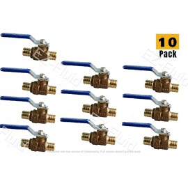 EZ-FLUID 10Pcs Heavy Duty 1/2" Pex Shut Off Ball Valve Full Port Water Stop LF Brass