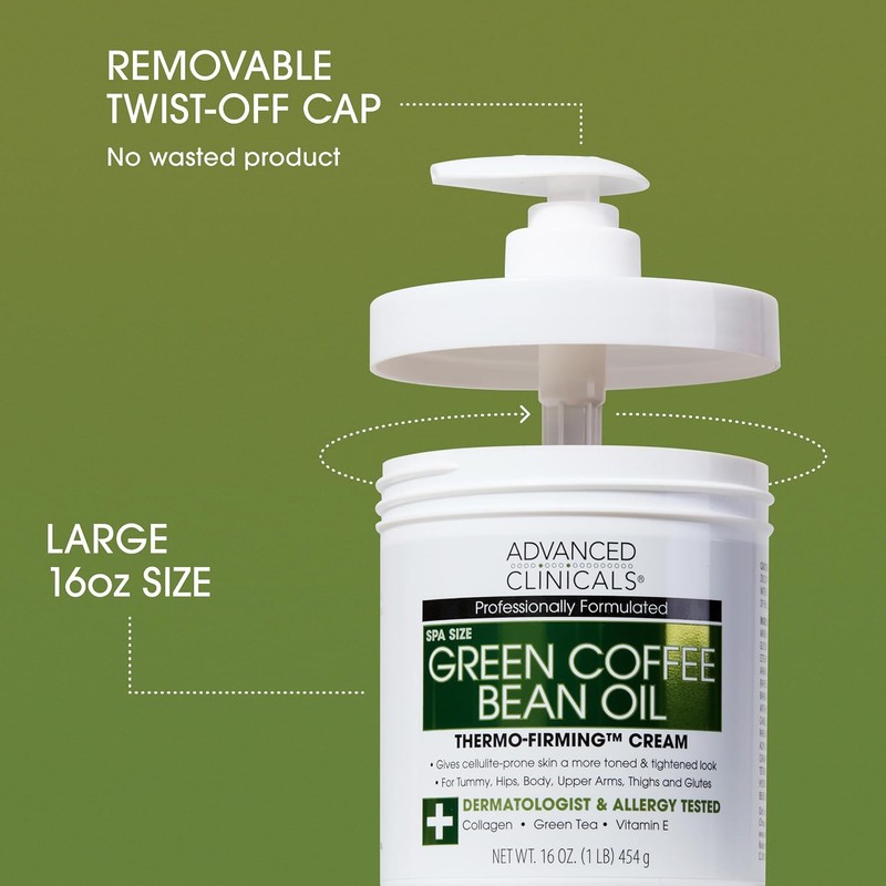 Advanced Clinicals Green Coffee Bean Oil Thermo-firming Body Cream 16oz