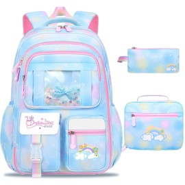 Schxuw 3PCS SET Kids Backpacks for Girls Bookbag for Girls Backpack with Lunch Box & P