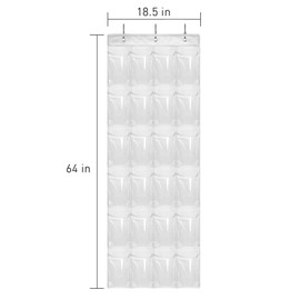 Over The Door Shoe Organizer - 2 Pack Shoe Rack for Door with 24 Pockets and Hooks, Shoe Holder Back of Door Organizers for Shoes, Hanging Shoe Organizer for Space Saving, White