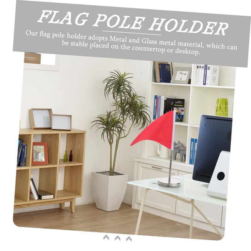 GRIRIW 2Pcs Desktop Flag Holder with Telescopic Metal Flag Pole