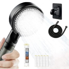 NIISDROP 5-Speed Showerheads & Handheld Shower Head With Hose plus 5 Filter Cartridges Set, Filtered Shower Head, Removable Filter Cartridge Water-Saving Shower Head