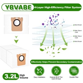 YBVABE 20Pack Dust Bags for Dreame L10s Ultra/L20 Ultra/L10s Pro Ultra Heat/X30 Ultra/X40 Ultra Robot Vacuum Self-Emptying Base, 3.2L Large Capacity Disposable Vacuum Bag Replacement Accessories