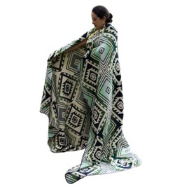Alpaca Wool Blanket 80"x90", Hypoallergenic, Soft, Lightweight, Handwoven, Queen Size. Green Color