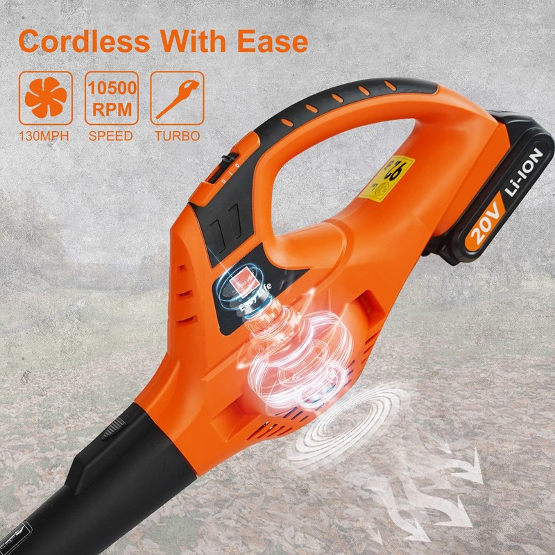 Cordless Leaf Blower,20V Handheld Electric Leaf Blowers with 2.0Ah Battery