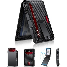 ZALVEX Wallet for Men, Mens Minimalist Wallet 9-13 Cards, Slim Compact Wallet with Money Clip & ID Window, RFID Blocking Smart Pop Up Card Wallet, Metal Aluminum Credit Card Holder Bifold Wallet