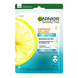 Garnier Express Aclara Mascarilla en Tela Anti Imperfecciones con Ácido Salicílico y Vitamina C, Reduce Manchas e Imperfecciones, Para Piel Propensa al Acné 23 g