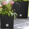 Prosper Plast Rattan Flower Pot, Black (Anthracite) Plastic Planter, 17cm