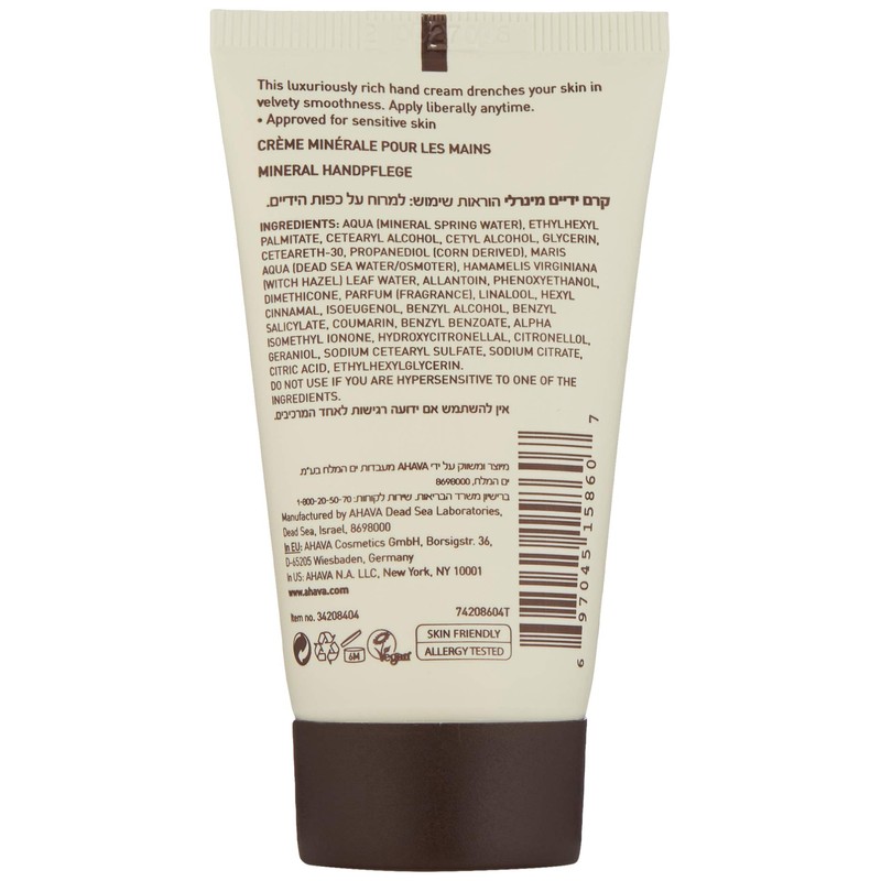 AHAVA - Crema de manos mineral, 1.3 fl. oz.