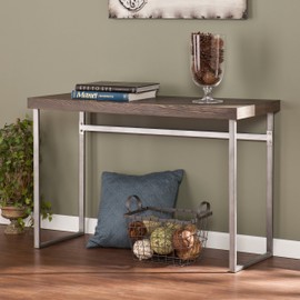 Southern Enterprises Nolan, Console Table, Weathered Burnt Oak/Chrome