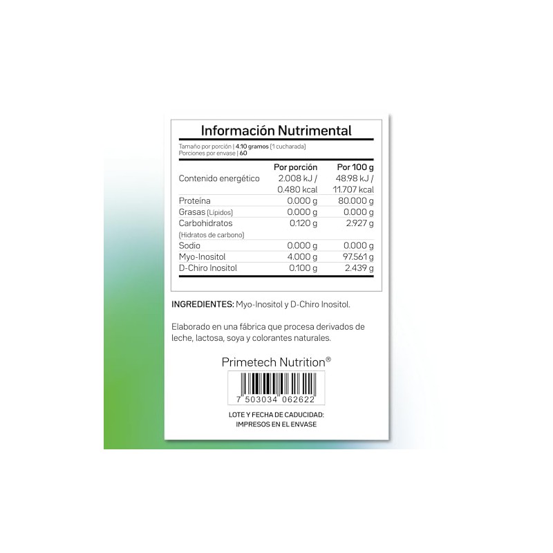 Primetech Nutrition Myo Inositol Y D Chiro Inositol 40:1 En