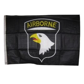 Moon 2x3 Army 101st Airborne Division Black Knitted Flag 2x3 Banner grommets - Vivid Color and UV Fade Resistant - Prime Outside Garden Home Decor