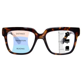OPTOFENDY Progressive Multifocus Reading Glasses for Women Oversized Blue Light Blocking Oprah Style Computer Readers Tortoise 2.5x
