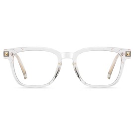 moomoobird Blue Light Blocking Glasses for Women Men Metal Square Glasses Frame TR90 Glasses Spring Hinge, transparent