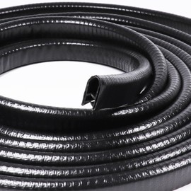 Black Edge Trim 1/2" X 3/8" U-Channel Rubber Weatherstrip with Metal Fit Gap 3/64" to1/4 Car Door Edge Sealing Strip, PVC Weather Stripping Metal Edge Protector - 10Foot