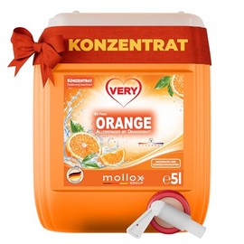 VERY Orange, all-purpose cleaner with fresh orange fragrance, 5 L canister including outlet tap, biodegradable, concentrate, thorough cleanliness and radiant shine